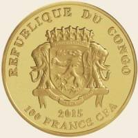 () Монета Республика Конго 2015 год 100 франков КФА ""  Биметалл (Платина - Золото)  UNC