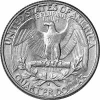 (1961) Монета США 1961 год 25 центов  1. Серебро Джордж Вашингтон  XF