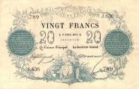 (№1872P-55a.1) Банкнота Франция 1872 год "20 Francs"