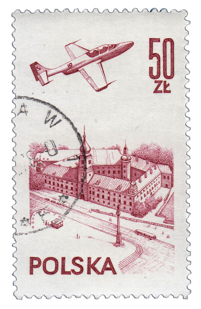 (1978-001) Марка Польша &quot;Самолет над Варшавским замком&quot;    Современная авиация II Θ
