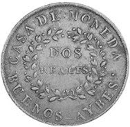(№1840km8 (buenos aires)) Монета Объединённые провинции Южной Америки 1840 год 2 Reales