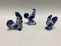 Сувенирные фигурки гжель петушок, 3 шт