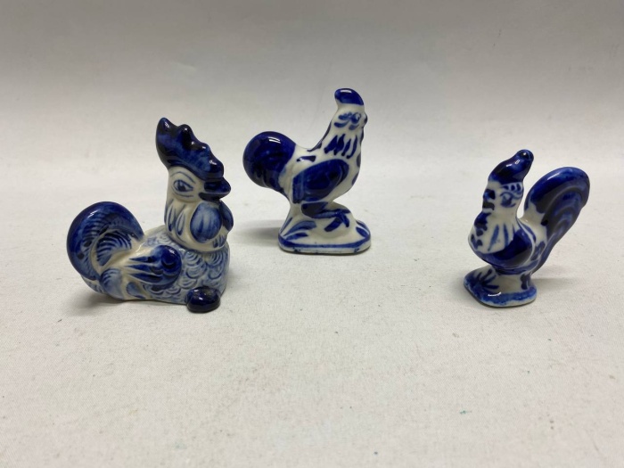 Сувенирные фигурки гжель петушок, 3 шт