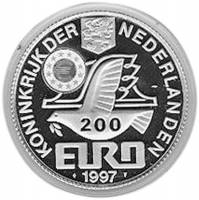 (№1997) Монета Нидерланды 1997 год 200 Ecu (Усилитель ЭБУ)