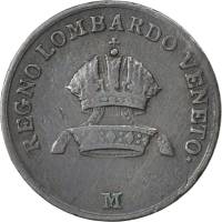  Монета Италия 1822 год 1     Медь  UNC