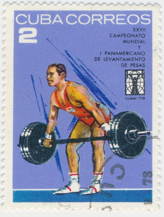 (1973-065) Марка Куба &quot;Поднятие штанги 2&quot;    Панамериканский ЧМ по тяжелой атлетике II Θ
