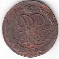 (1760) Монета Россия 1760 год 5 копеек "Елизавета Петровна"  Медь  VF