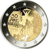 (022) Монета Германия (ФРГ) 2019 год 2 евро "Берлинская стена. 30 лет падения" Двор F Биметалл  UNC