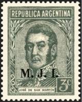 (№1935-403) Марка из набора Аргентина 1935 год "Joseacute Франциско ovpt де Martiacuten Сан 17781850
