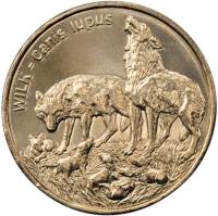 024 Монета Польша 1999 год 2 злотых Волк  Латунь  UNC