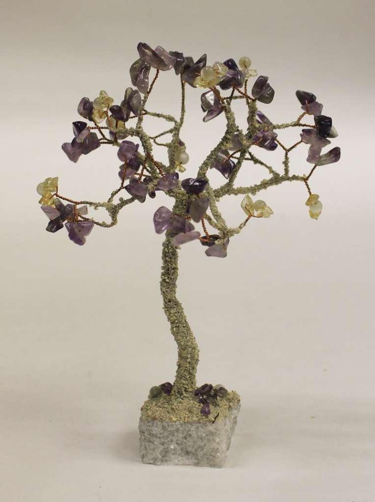 Дерево из камня, фиолетовый аметист, проволока (состояние на фото)