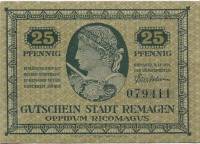 (№1921) Банкнота Германия 1921 год "25 Pfennig"