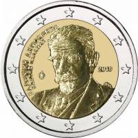 (018) Монета Греция 2018 год 2 евро "Костис Паламас"  Биметалл  Буклет
