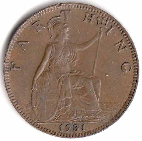 (1931) Монета Великобритания 1931 год 1 фартинг &quot;Георг V&quot;  Бронза  XF