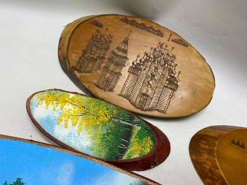 Панно картина на деревянном спиле 4 шт