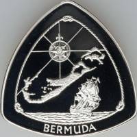 (1996) Монета Бермудские острова 1996 год 3 доллара "Бермудский треугольник"  Серебро Ag 925  PROOF