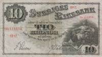 (,) Банкнота Швеция 1917 год 10 крон    UNC