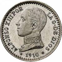 (№1910km730) Монета Испания 1910 год 50 Ceacute;ntimos