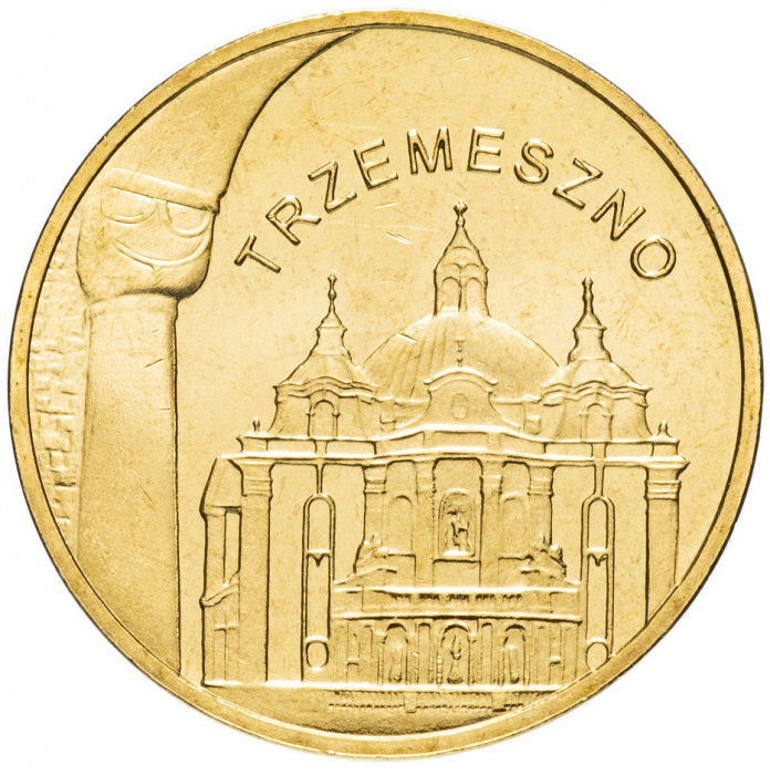 (196) Монета Польша 2010 год 2 злотых &quot;Тшемешно&quot;  Латунь  UNC