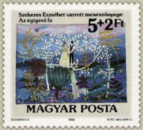 (1989-012) Марка Венгрия "Высокое дерево"    Гобелены II &Theta;