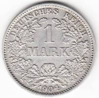 (1904G) Монета Германия (Империя) 1904 год 1 марка   Серебро Ag 900  XF