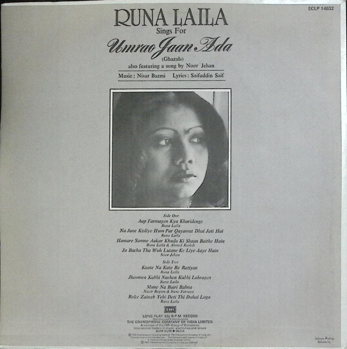 Пластинка виниловая &quot;R. Laila. Sings for Umrao Jaan Ada&quot; Stereo 300 мм. (Сост. отл.)