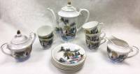 Кофейный сервиз на 5 персон Royal Cameo, фарфор, ручная роспись,Япония, 14 предметов (сост. на фото)