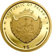 (№2017) Монета Палау 2017 год 1 Dollar (Four Leaf Clover (Good Luck - Gold Luck))