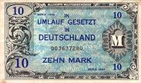 1944 Банкнота Германия Оккупация союзниками 10 марок    VF