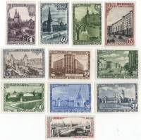 1947-061-75 Серия Набор марок 11 шт СССР Виды города  800 лет Москве III O