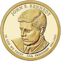 (35d) Монета США 2015 год 1 доллар "Джон Фицджеральд Кеннеди" 2015 год Латунь  UNC
