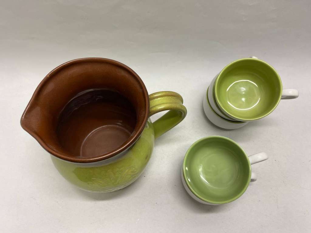 Кувшин 18 см и 5 кружек спаржа, керамика