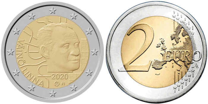 (2020) Монета Финляндия 2020 год 2 евро &quot;Вяйнё Линна&quot;  Биметалл  UNC