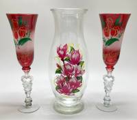 2 бокала + ваза, стекло