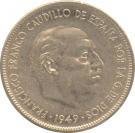 () Монета Испания 1949 год 5  ""   Железо, покрытое Некелем  UNC