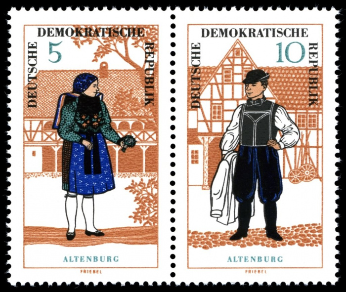(1966-062) Лист (2 м) Германия (ГДР) &quot;Альтенбург&quot;    Национальные костюмы II Θ
