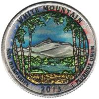 (016d) Монета США 2013 год 25 центов "Белые горы"  Вариант №2 Медь-Никель  COLOR. Цветная