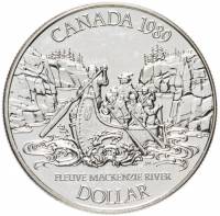(1989) Монета Канада 1989 год 1 доллар "Река Маккензи"  Серебро Ag 500  PROOF