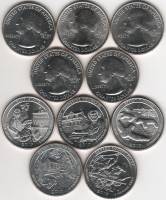 2017 5 монет 25 центов Смесь дворов Набор монет США Парки    UNC