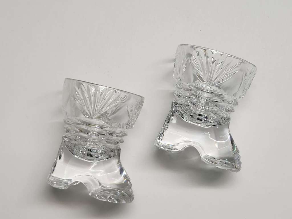 Хрустальные сапожки СССР 2 шт стопки вазочки башмачки для интерьера коллекции 