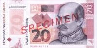 (,) Банкнота Хорватия 2014 год 20 кун "Йосип Елачич"   UNC