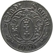 () Монета Вольный город Данциг 1920 год 100  ""   Латунь  UNC