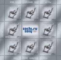 2012-090  Лист (8 м + куп, 3х3) Россия Скелетон  XXII Зимняя Олимпиада Сочи III O