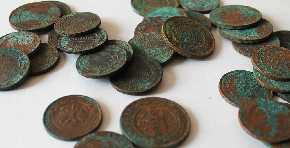 Набор монет Российской Империи 2 и 3 копейки, разные года, в плохом состояни (101 штука)