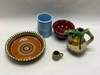 Набор посуды керамика 5 предметов, Чайник, мини чашка, тарелка, ваза и декоративная чаша