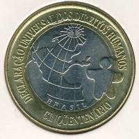  Монета Бразилия 1998 год 1     Биметалл  UNC
