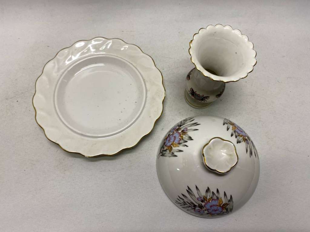 Масленка с крышкой и ваза ЛОЗ ЛЗФН