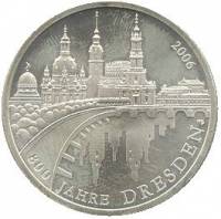 (2006A) Монета Германия (ФРГ) 2006 год 10 евро "Дрезден 800 лет"  Серебро Ag 925  UNC
