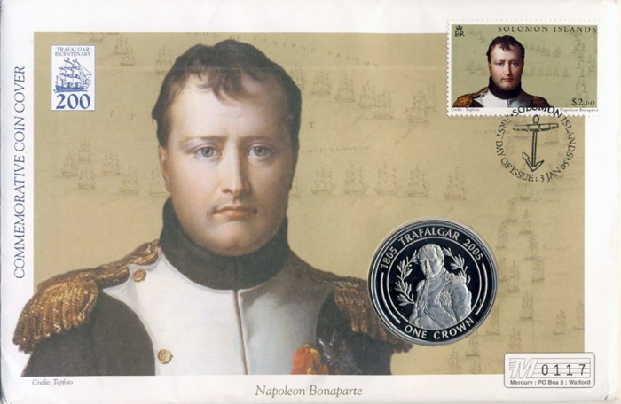 (2005) Монета Гибралтар 2005 год 1 крона &quot;Наполеон&quot;   Буклет с маркой