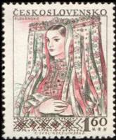 (1956-050) Марка Чехословакия "Новоградско, Словакия"    Народные костюмы III Θ